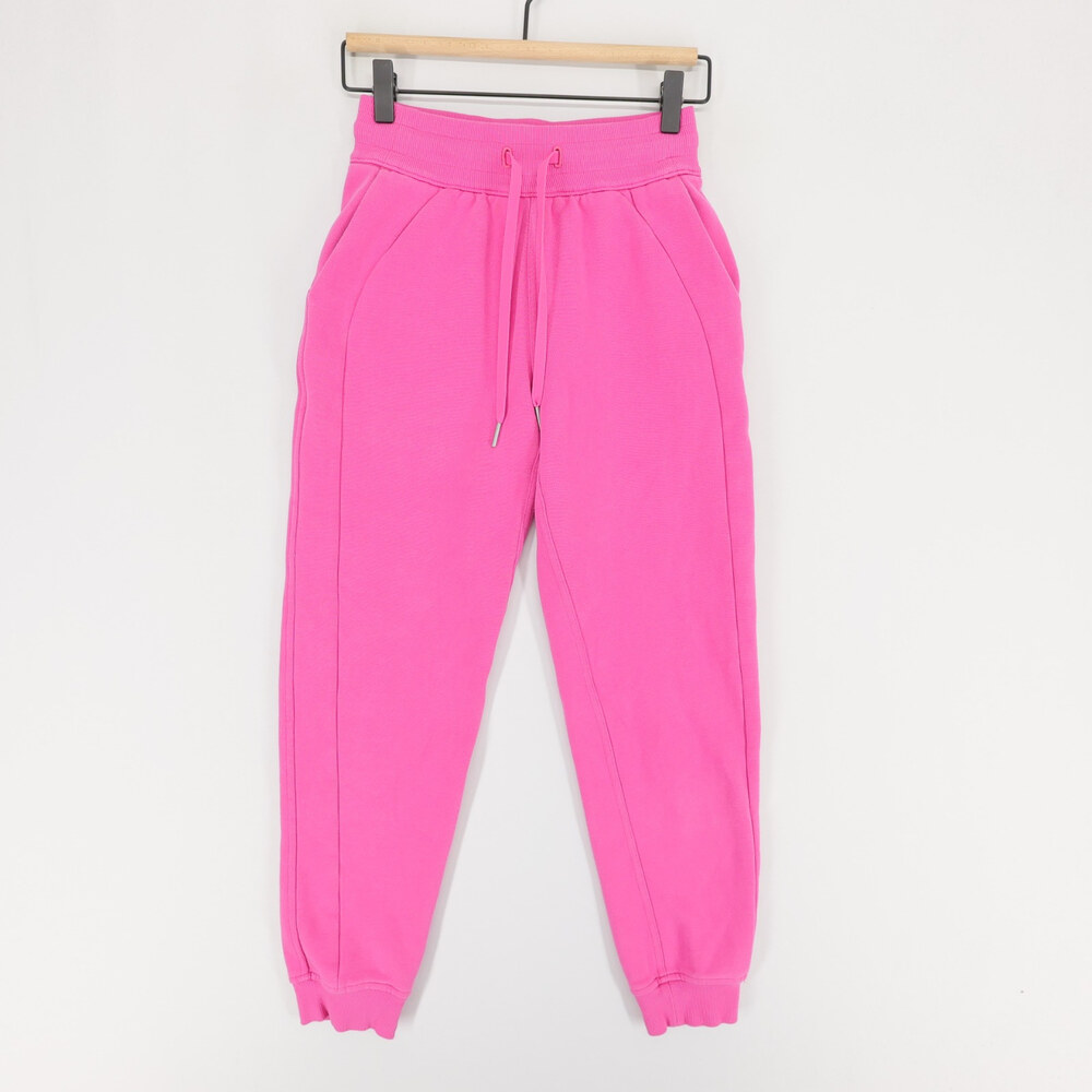 Lululemon Scuba High Rise Joggers Womens 0 Pink Fleece Sweatpants Drawstring